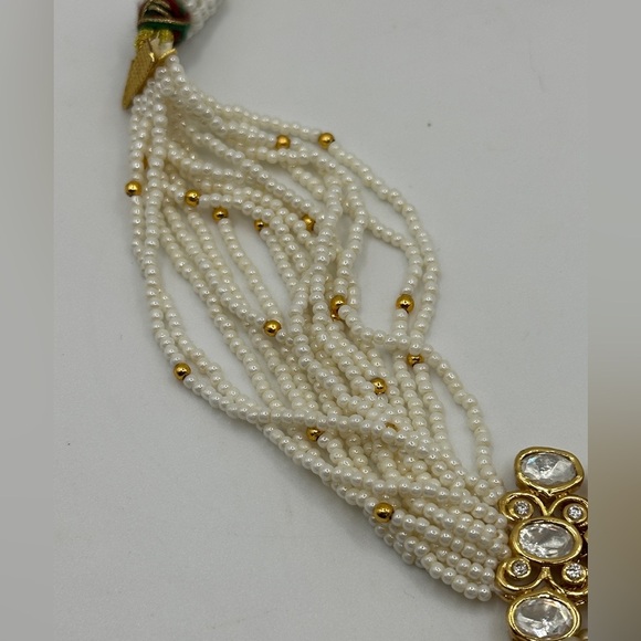 🎁 22K gold plated Kundan choker necklace  New Dehli India. Pearls and palki. - Picture 4 of 17